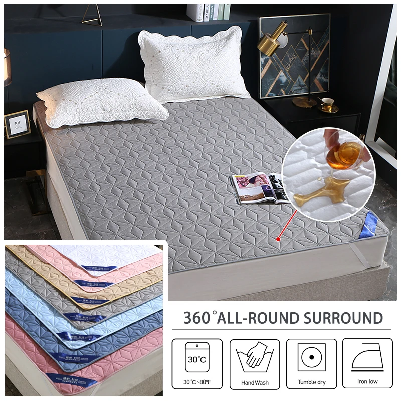 Waterproof Bedspread On The Bed King Size Bed Cover Quilted Mattress Pad Washable Mattress Protector For Pet Dog Linen mattress cover,printed bedspread,velvet bed cover