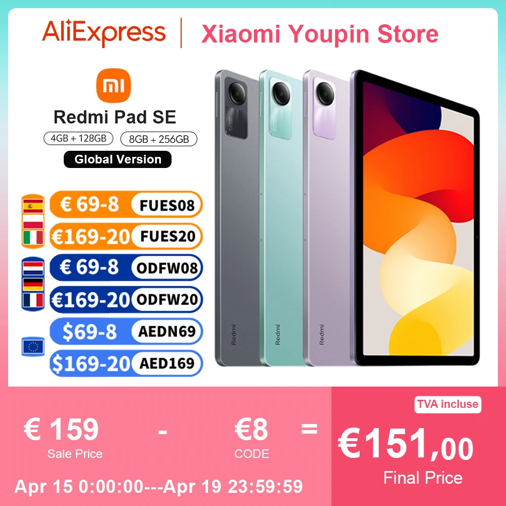 Xiaomi Tablette Pad 7, 11,2", 8 + 256 Go, écran 3,2 K 144 Hz, Batterie Snapdragon 7 + Gen 3,8850