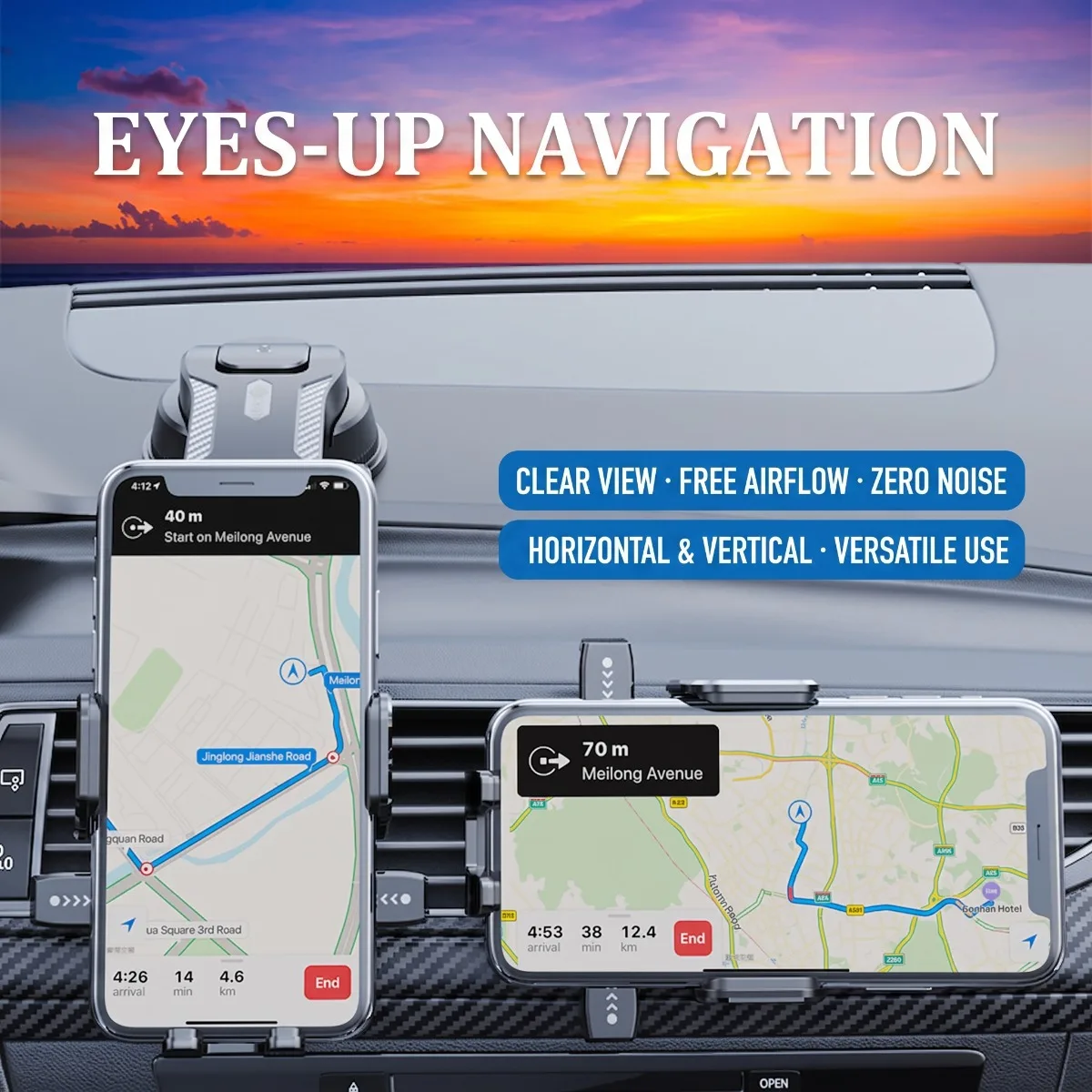 Universal 360° Rotatable Car Phone Stand with Strong Suction and Anti-Slip Stability