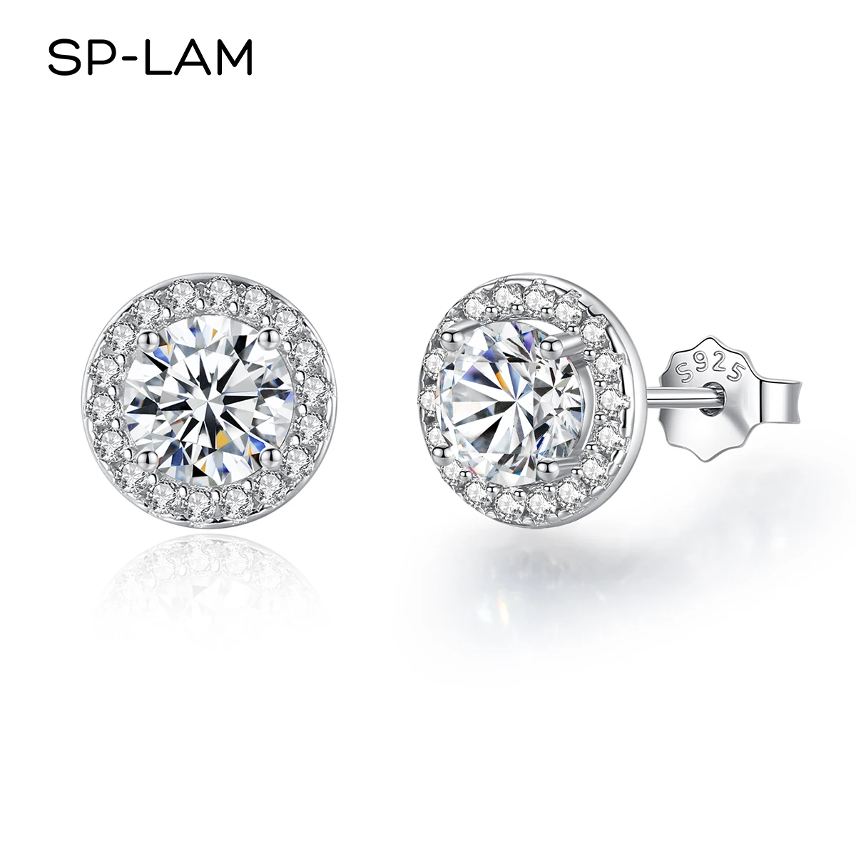 

SP-LAM Silver Stud Earrings Moissanite 925 Sterling VVS Bridal Earing 2022 Modern Bright Trendy Woman Jewelry