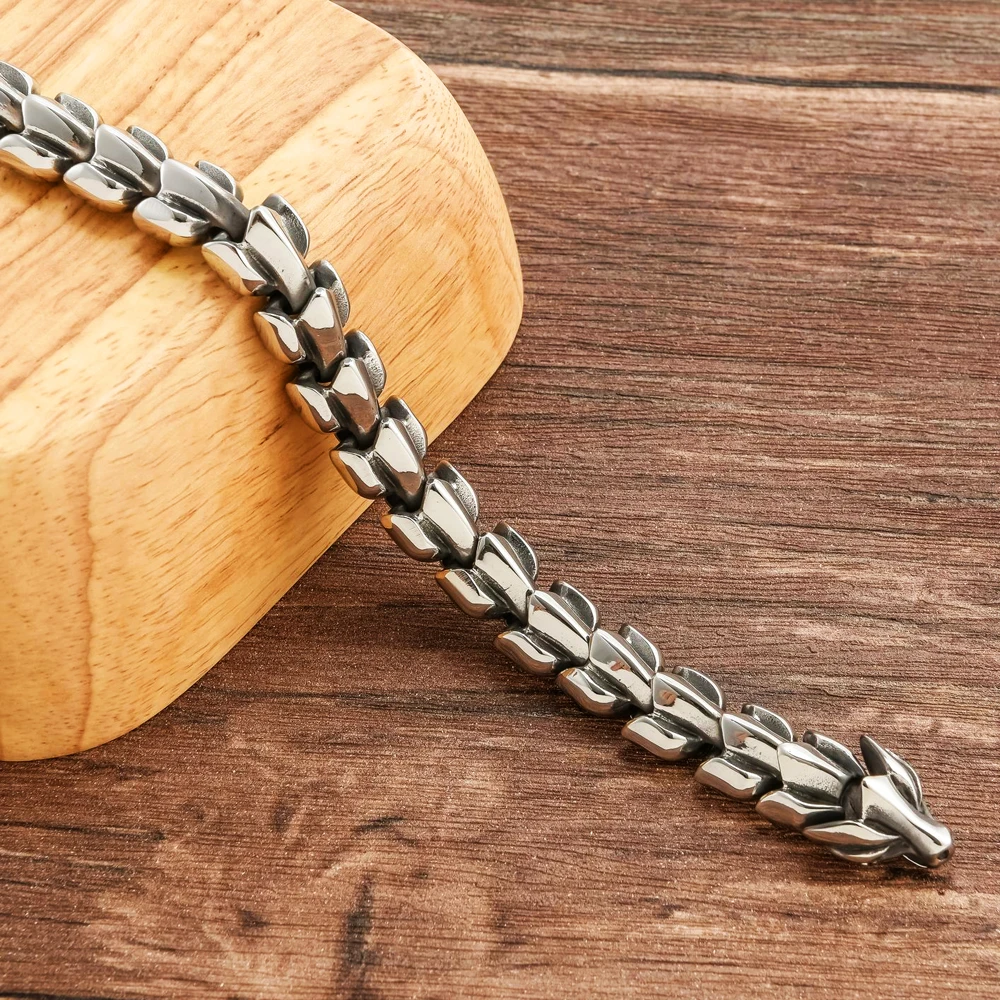 Men Stainless Steel Vikings Bracelet Dragon Link Chain Viking Gothic Biker Heavy Punk Vintage Bracelets Jewelry Drop Shipping
