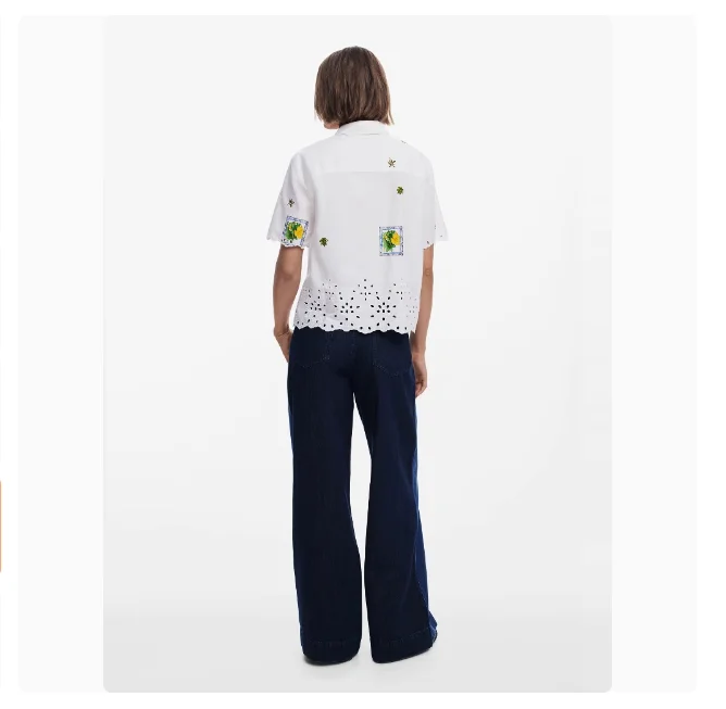 Außenhandel Originalbestellung, spanisches neues Produkt, bestickter Druck, cooles lässiges Damenhemd für Frühling und Sommer – Detail 8