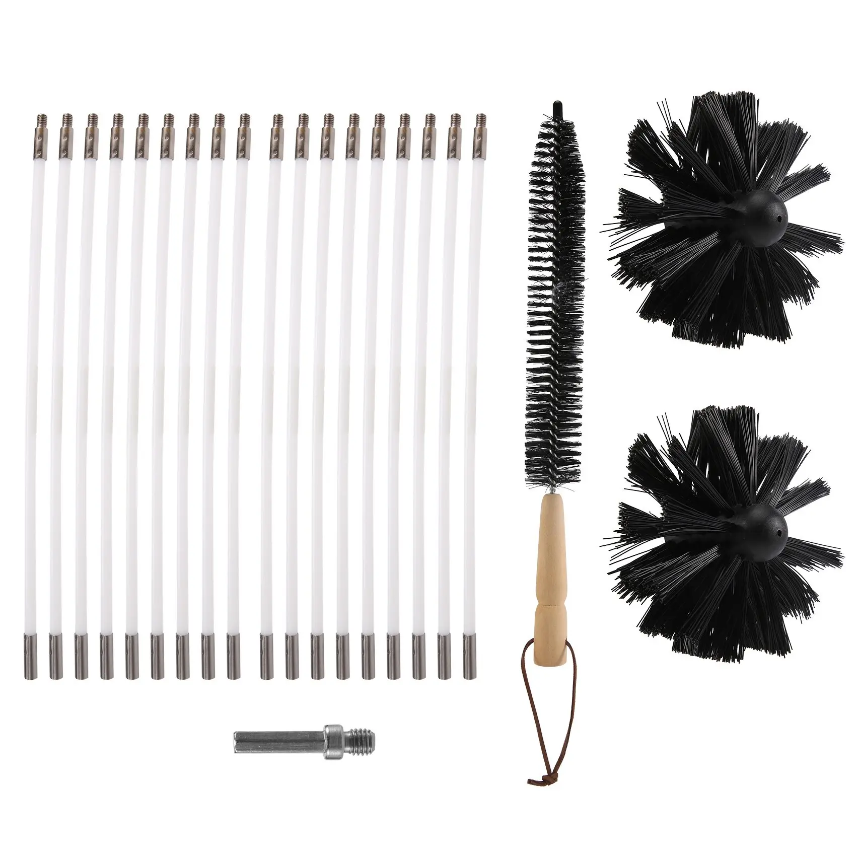 

Dryer Vent Cleaner 24 Feet, Flexible 18 Rods Dry Duct Cleaning Kit Chimney Sweep Brush with 2 Brush Heads and Dryer Lint Brush,