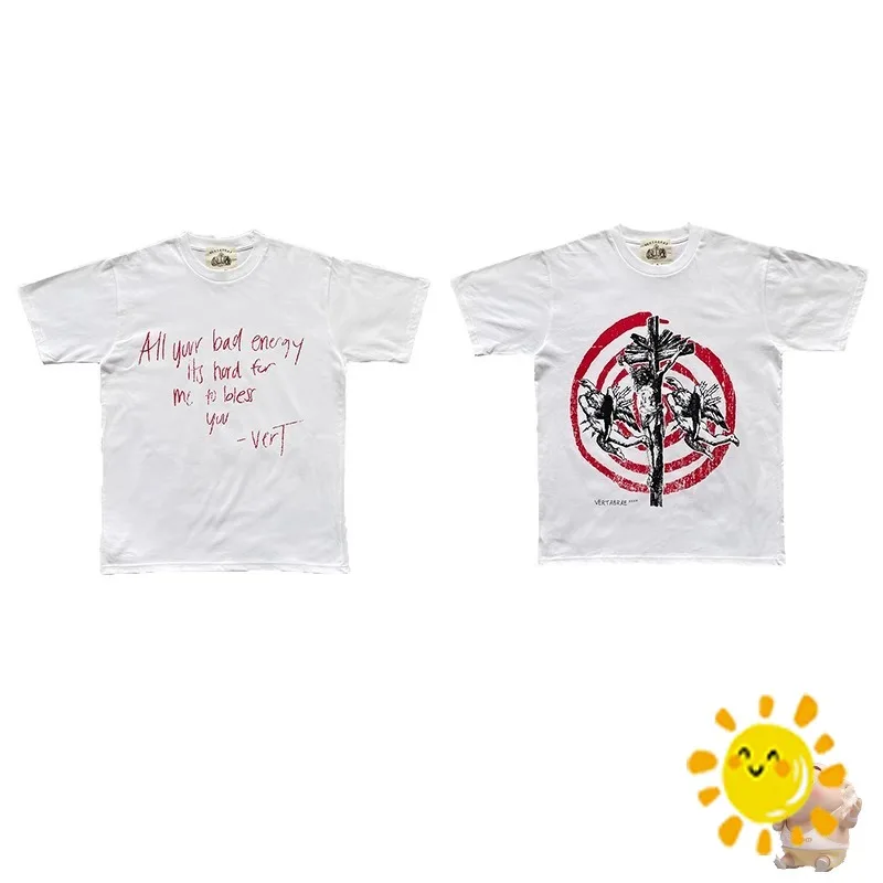 

24SS белая хлопковая Футболка Vertabrae с короткими рукавами и буквенным принтом для мужчин и женщин, футболки с ангелом и Иисусом, футболки