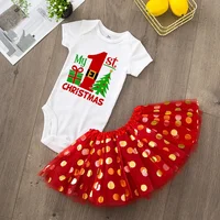 My First Christmas Newborn Girl Red Romper Jumpsuit Baby Girl Casual Short Sleeve Toddler Cake Dresses Christmas Best Gifts 4