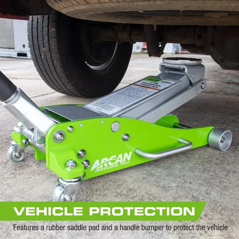 Tools 3 Ton (6,000 lbs.) Hybrid Heavy Duty Aluminum and Steel Low Profile Floor Jack Dual Pistons Reinforced Lifting Arm