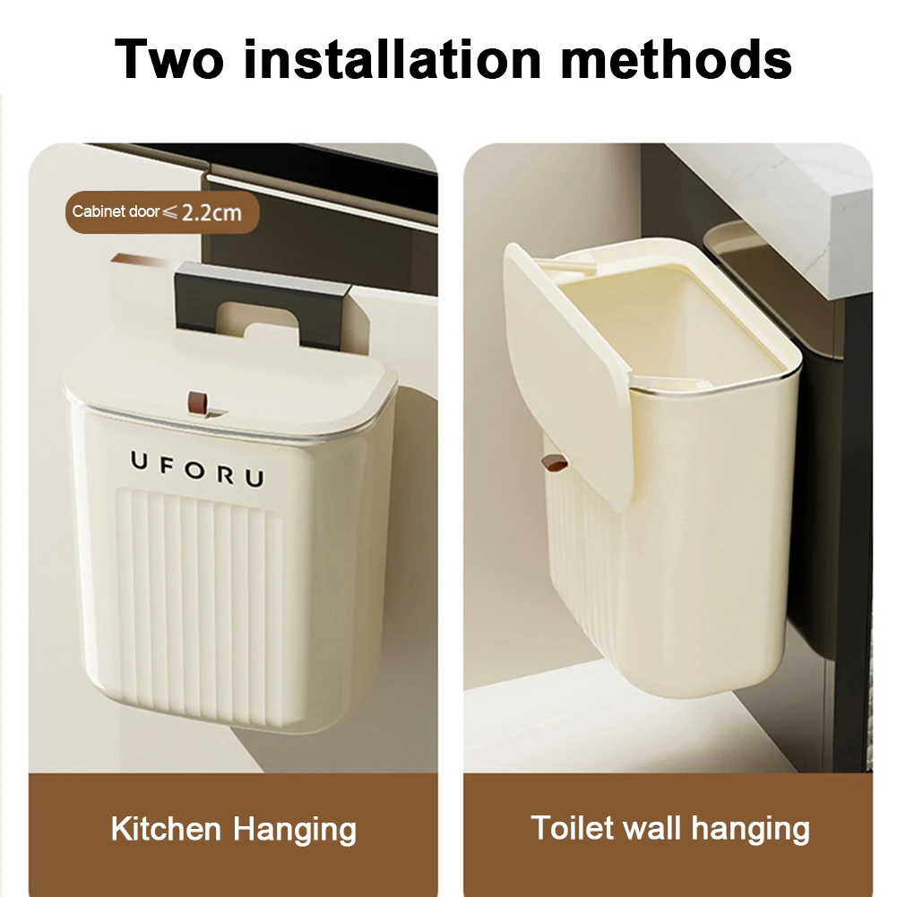Hanging Trash Can Hanging Countertop Trash Can With Lid for Bathroom Kitchen Accessories for Cabinet RV Bedroom Camping