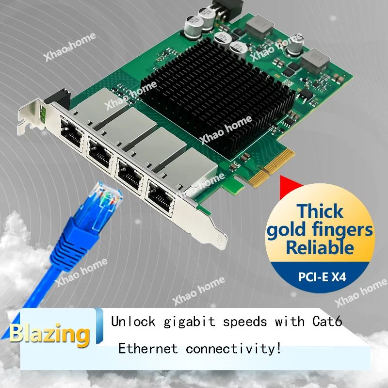 I350AM4 산업용 카메라/Synology NAS용 4포트 기가비트 POE 네트워크 카드 - 필터 내장 PCI-E X4 이더넷 어댑터