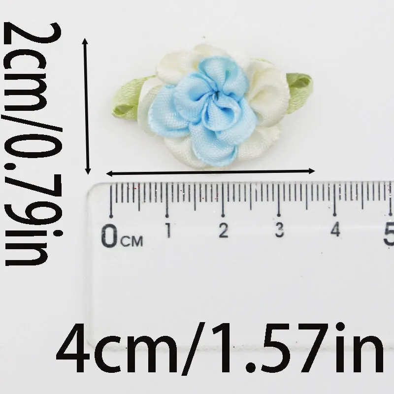 (20pcs/pack) 20*40mm Double Ribbon Leaf Silk Flower Simulation Jasmine Flower Hand Sewn Braided Hair Accessory Party Decoration