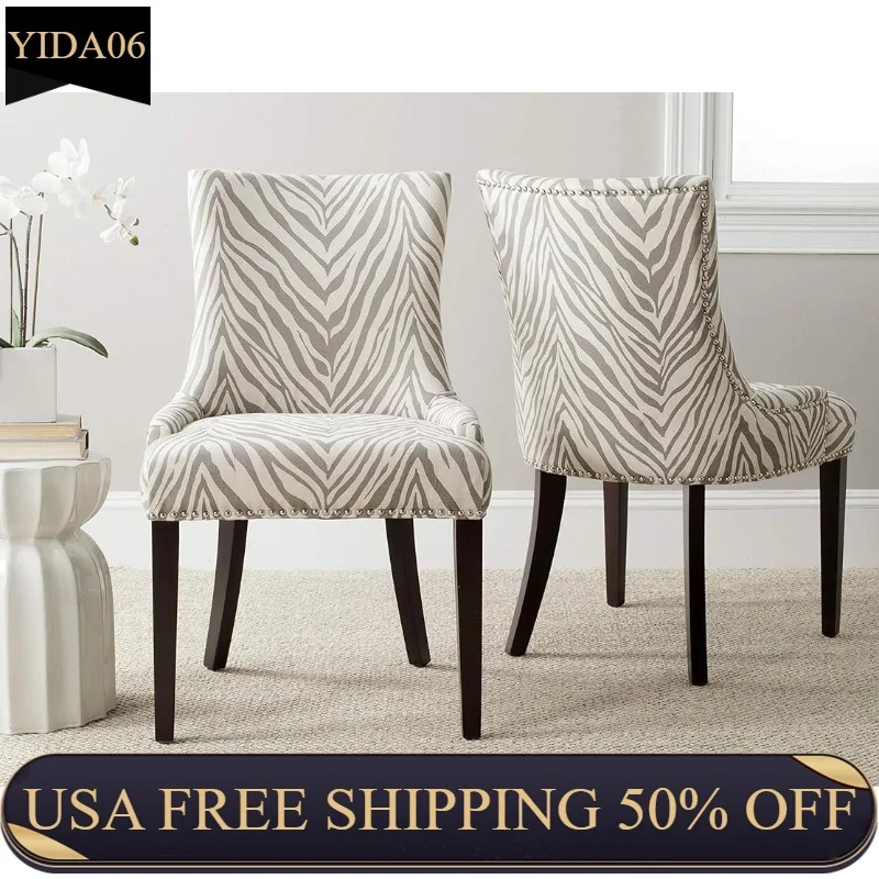 

Safavieh Mercer Collection Lester Dining Chairs, Zebra Grey, Set of 2
