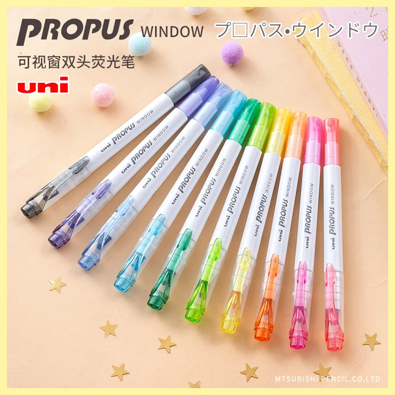 Uni pastel highlighter PUS-103T Propus window colors set dual nib quick dry lasting aesthetic pens Japanese stationery plumones