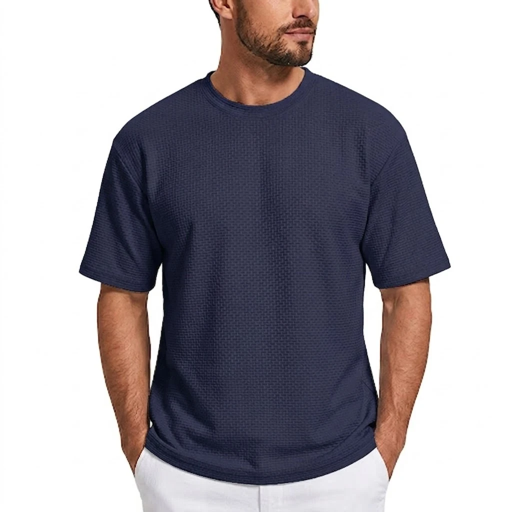 Herren Kurzarm Eisseide Hemden Sommer Atmungsaktive Herrenbekleidung Fitness Slim Fit T-Shirts für Männer Einfarbige T-Shirts Herrenhemd – Detail 9