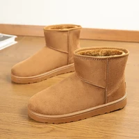 Winter Yellow Suede Boots Men Warm Cotton Shoes High-top Casual Plushed Snow Shoes Unisex Big Size Comfy Anti-Slip Ankle Boots