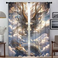 The Sky Guardian Dragon Kitchen Curtains for Living Room Curtain Halloween Decoration Tulle for Bedroom Partition Shades Elegant 1