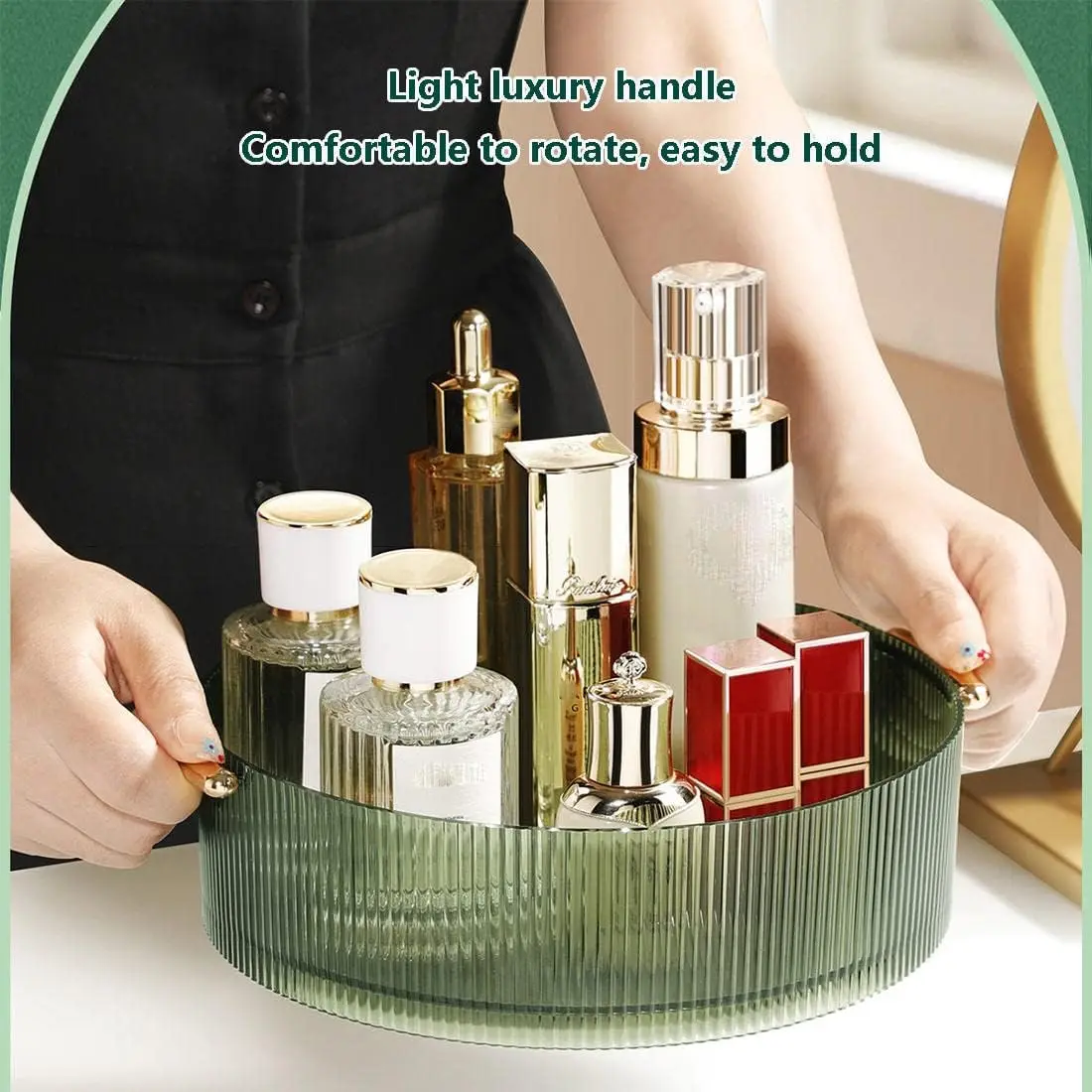 360 Rotating Makeup Organizer Tray Round Cosmetic Storage Holder for Jewelry, Perfume Rotating Spice Rack For Bathroom Kitchen 4