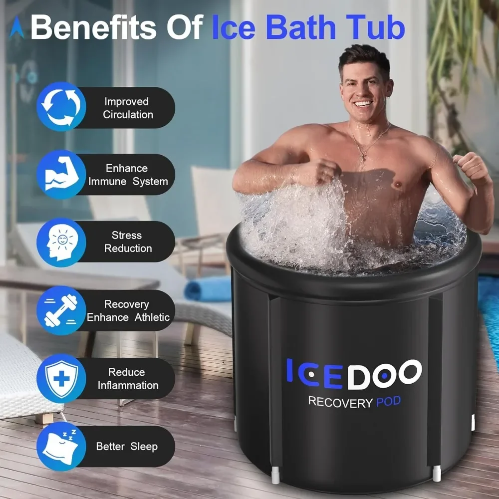 Portable 119 Gal Large Ice BathTub for Athletes,Multiple Layered Inflatable Cold Plunge Tub for Outdoor,