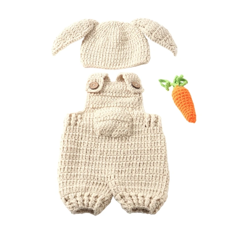 N80C Baby Overalls with Hat Toy set Soft & Comfortable Newborn Photography Props Set