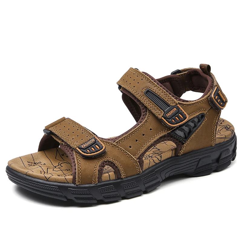 

Brand Classic Mens Sandals Summer Genuine Leather Sandals Men Outdoor Casual Lightweight Sandal Fashion Men Sneakers Size 38-46