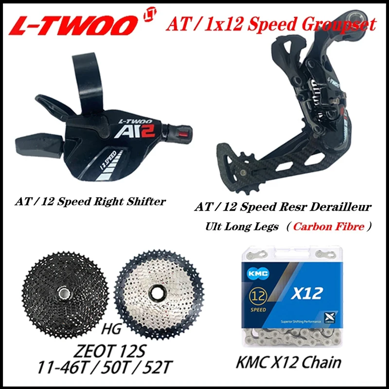 

LTWOO AT12 1x12 Speed Derailleurs Groupset 12v Right Shift Lever RD X12 Chain ZEOT Cassette 46T 50T 52T M6100 M8100