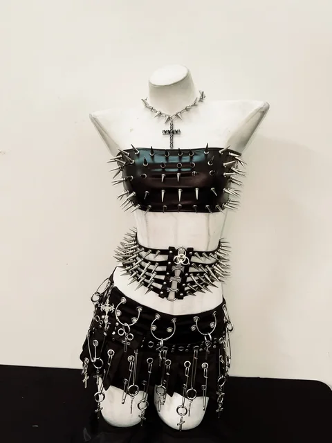 Spikey Strapless Top Waspie Belt and Skirt 6