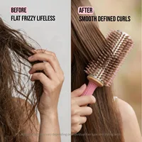 Brosse à cheveux ronde professionnelle en bois à poils de sanglier, 6 tailles, pour salon et usage domestique, outil de coiffage pour volume, franges et boucles 5