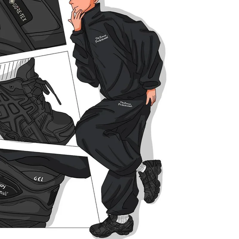 26ss The Ennoy Professiona 커프스가 있는 아웃도어 하이킹 캐주얼 팬츠, 속건성 및 경량 바지(블랙)