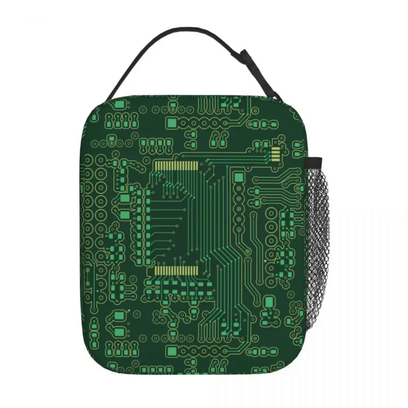 

Insulated Lunch Bag Green Circuit Board Merch Lunch Container Y2K Thermal Cooler Lunch Box For Travel