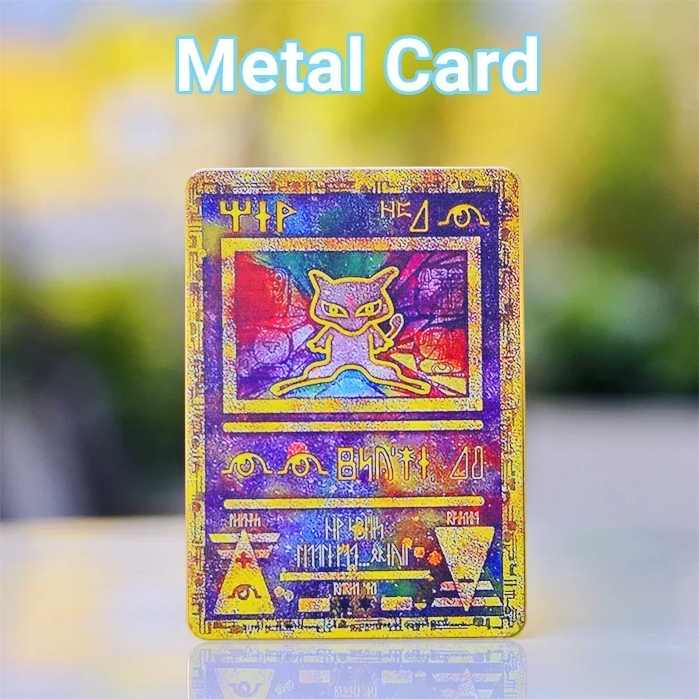 Pokemon Cards Metal Gold Iron Playing Cards Gengar Vmax Rayquaza Charizard Pikachu Vstar Anime Game Gift Kid Toys