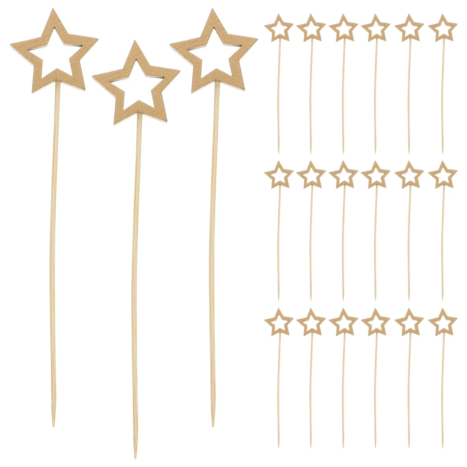 

Star Cocktail Picks Wooden Toothpicks Skewers Appetizers Fruits Drink Garnish Holiday Birthday Party Decorations