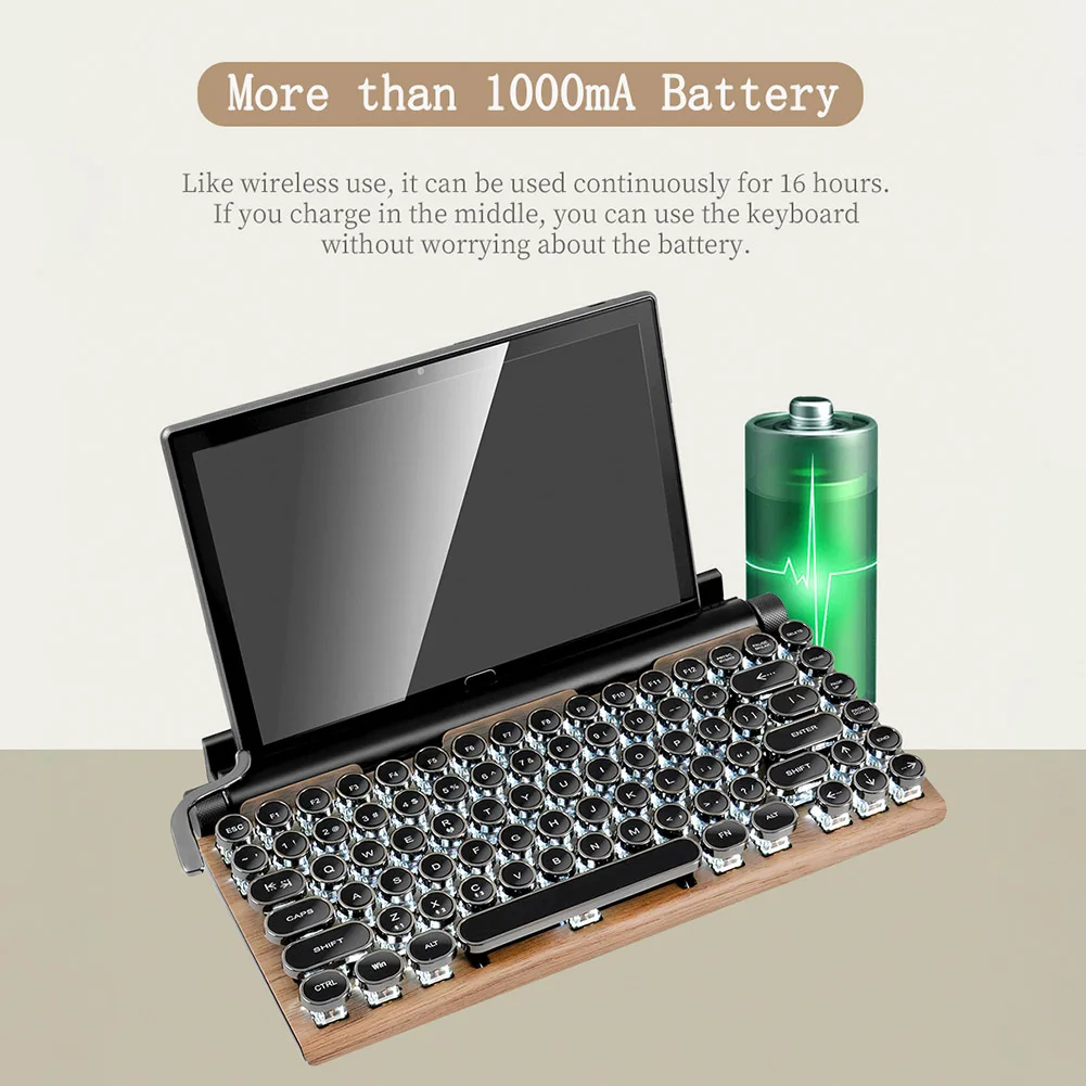 Wireless Keyboard Retro Typewriter 83 Keys For Laptop PC Gaming