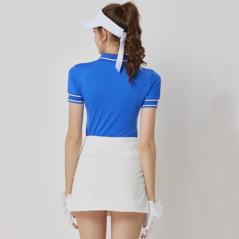 Women Golf Clothing Stripe Polo T-shirt Breathable Short Sleeve Top Lady Slim Split Skirt Quick Dry Pencil Pantskirts Elegant Sets