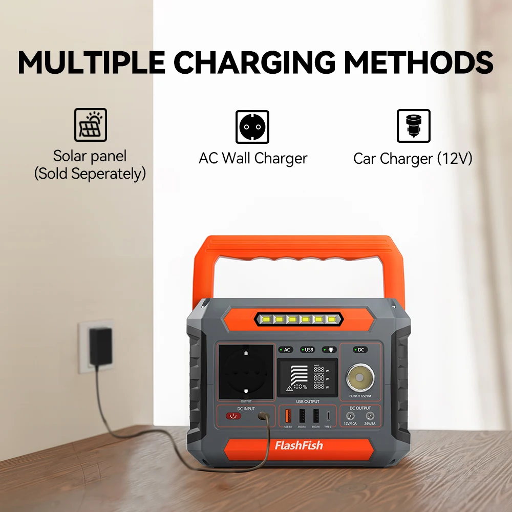 Flashfish-ポータブルバッテリー260W,充電ステーション,太陽光