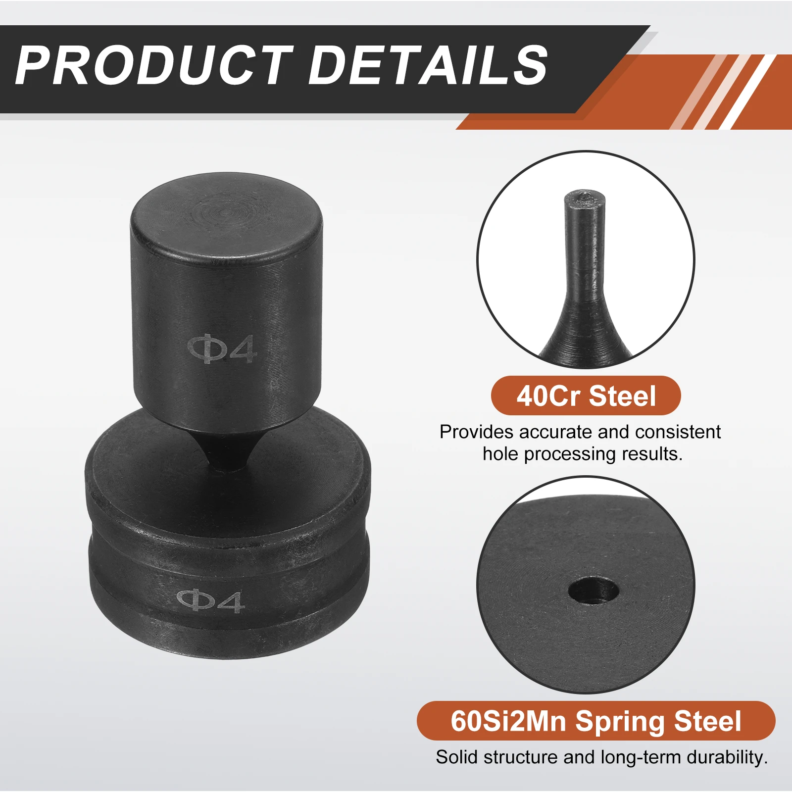 Hydraulic Hole Punch Die Φ4mm-Φ22mm Round Hole 40Cr Steel Electric Punching Kit for CH70 Electric Punching Machine, Black