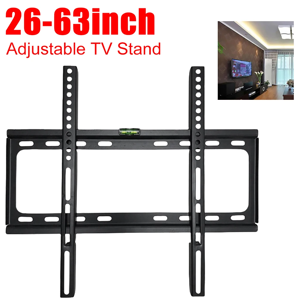 TV 벽걸이 조절식 TV 모니터 브래킷, 로우 프로파일 플랫 TV 스탠드, LCD LED 스크린 TV 지지대 레벨 포함, 26-63 인치
