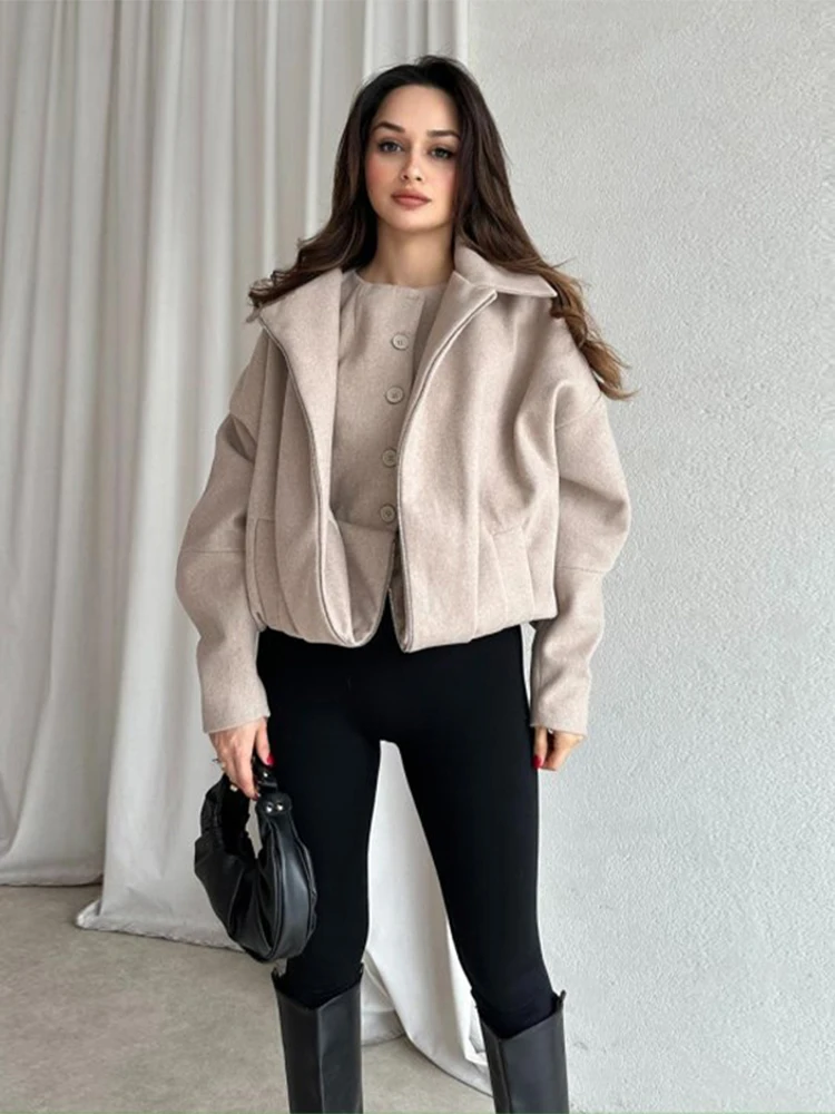 Damen-Wintermäntel, Kunstkaschmir-Mantel mit wendbarer Spleißweste, Herbst 2025, weibliche Knopfjacke, vielseitige Damen-Oberbekleidung – Detail 3