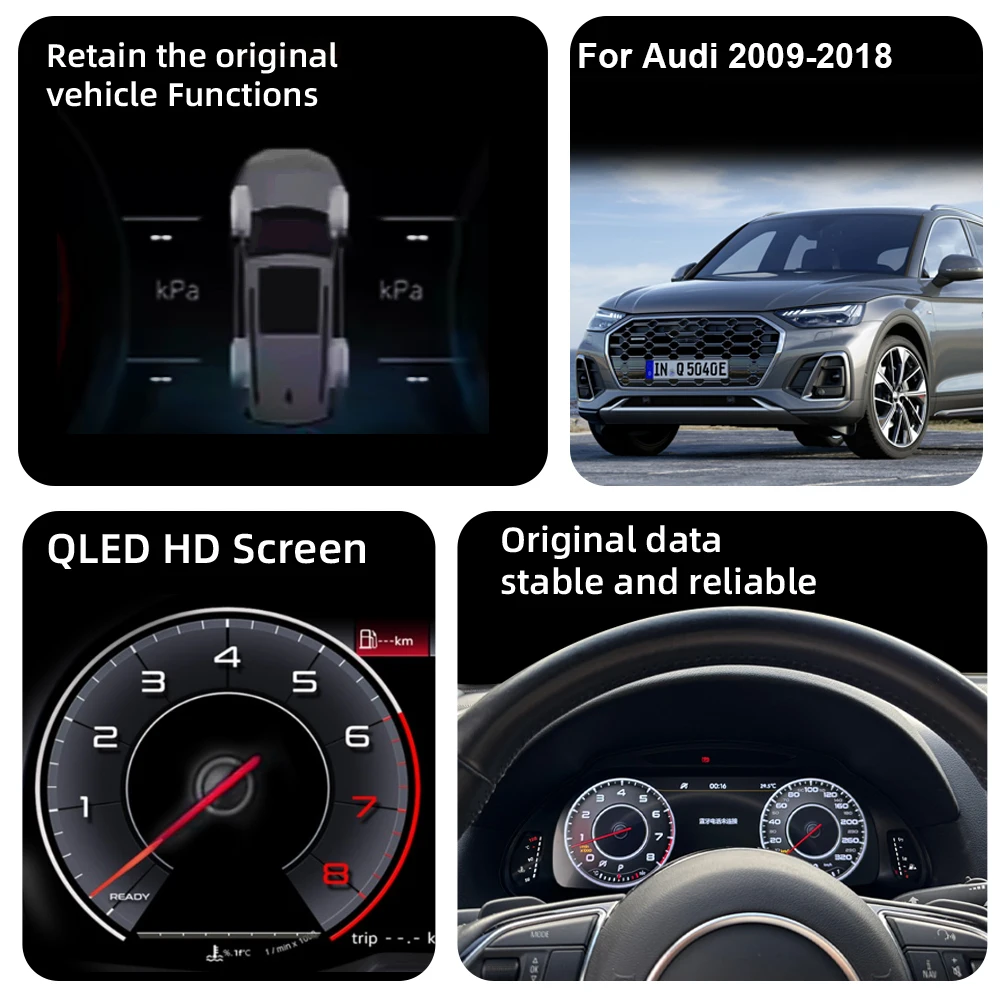 Digital Instrument Cluster For Audi Q5 2009-2018 Speedometer 12.3”HD screen1920*