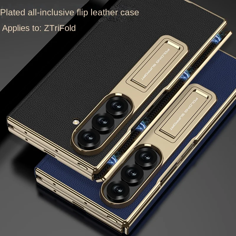 Electroplated Full-Cover Flip Leather Case with Stand and Screen Protector