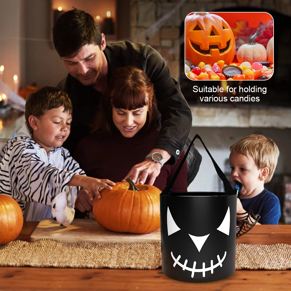 2 Pack Glowing Halloween Pumpkin Buckets - Fluorescent Trick Or Treat Candy Bags