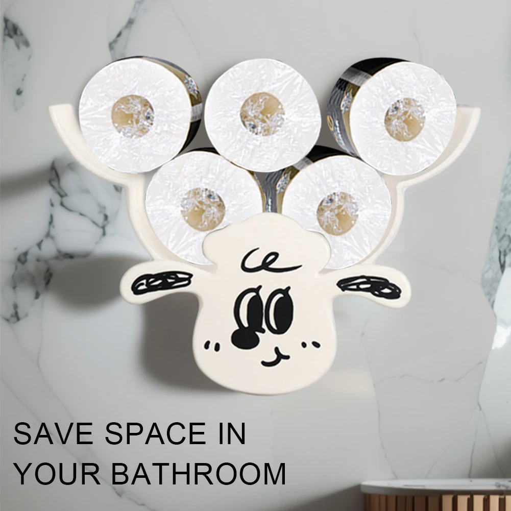 Wall Mounted Paper Storage & Organizer Cute Toilet Paper Roll Holder Sheep Toilet Paper Holder Rack Bathroom Decorative Hardware
