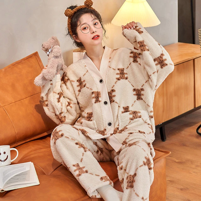 Lu's Chic Women's Fuzzy Pajama Sets 2 Piece Pjs Cozy Fleece