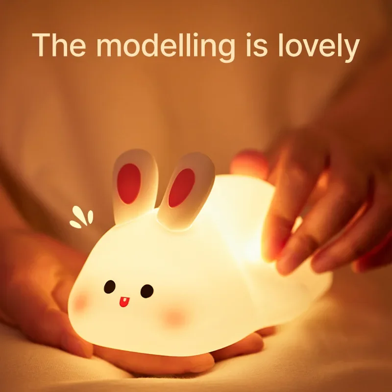 Bedroom Light Decoration. Lights Rabbit Led Lamp Gift Room Decor for Bedside Silicone Cute Decorative Lamps Table Indoor