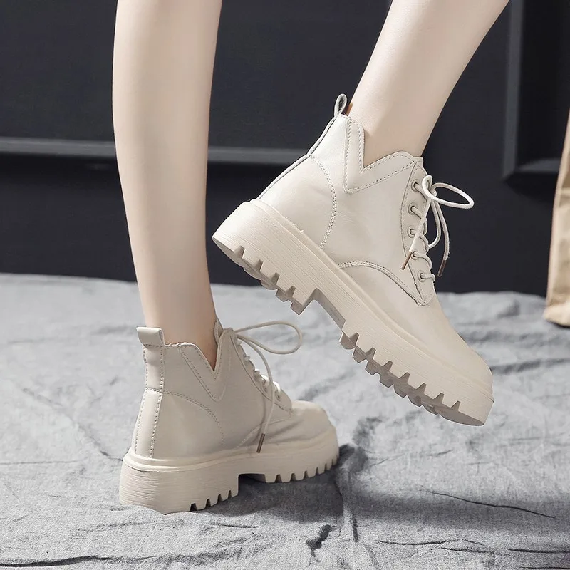 2022 Autumn Winter Boots Women Ankle Boots Keep Warm Leather Snow Boots Fashion Gothic Shoes Rubber Sole Ankle Boot for Women