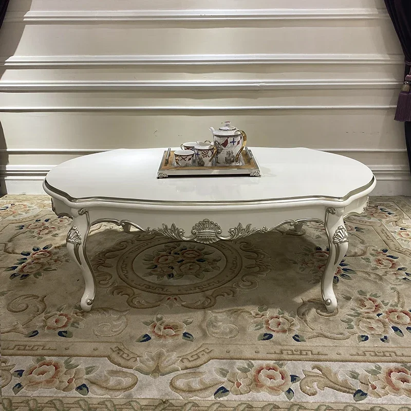 

European Style Oval tea table fashion neoclassical solid wood tea table small family tea table