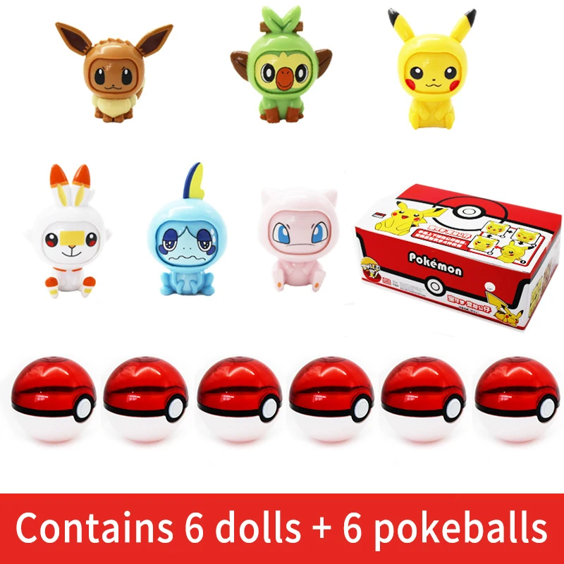 Genuine Pokemon Anime Pikachu Bulbasaur Pokeball Model Set Eevee Gengar  Mewtwo Action Figure Face-changing Doll Elf Ball Toys - Action Figures -  AliExpress