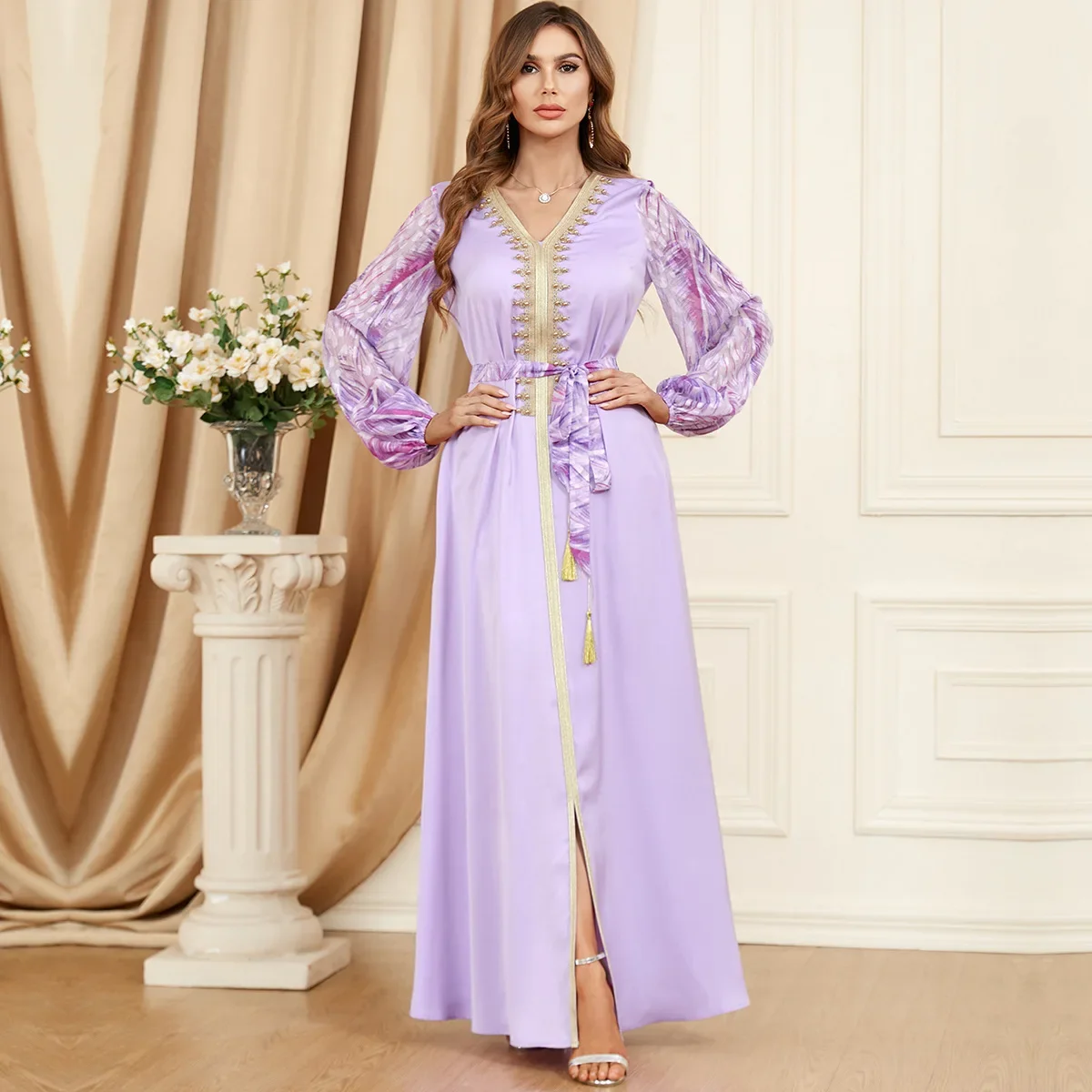 

Muslim Dresses for Women Jalabiya Abaya Ramadan Party Long Dress Abayas Puff Sleeves Kaftan Robe Moroccan Caftan Vestidos 2024