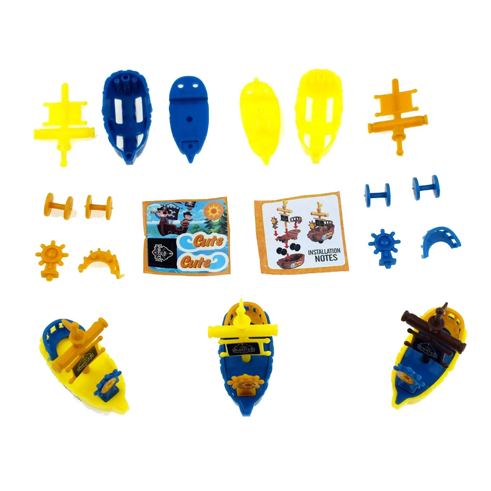 Mini bateau de Pirate assemblé, 15 pièces, Puzzle, jouets pour enfants, cadeaux d'anniversaire, remplissage de Pinata, récompense de la maternelle