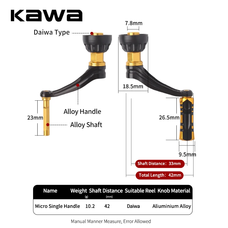 Kawa 1pc Fishing Handle Micro Reel Accessory Aluminum Alloy Materail Knob Suit D And S Spinning Reel Rocker Accessory Handle DIY