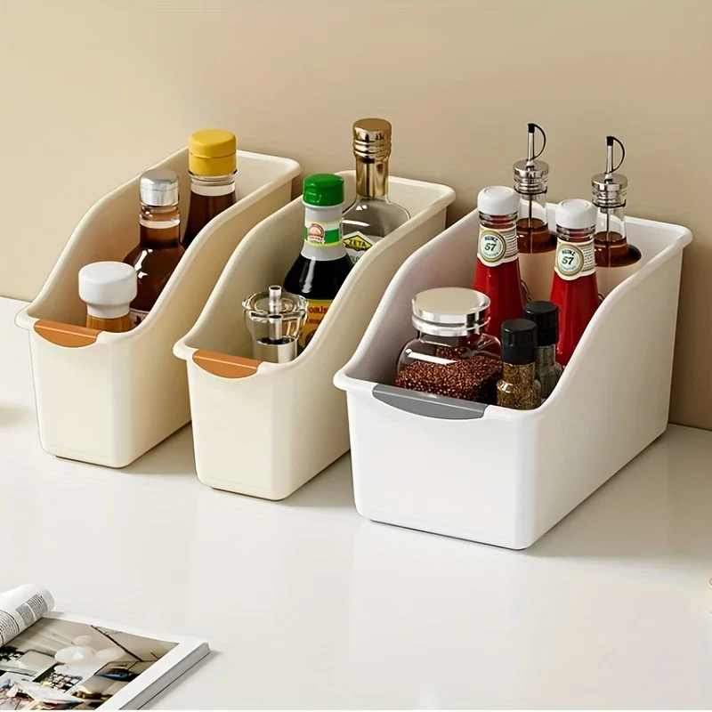 Curved Plastic Storage Bins Set - Multipurpose Home Organization Boxes for...