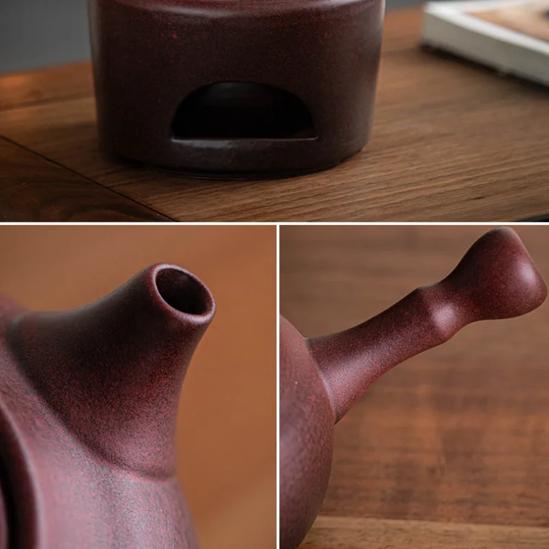 600ML Handmade Coarse Pottery Teapot Large Capacity Side Handle Pot Boiling Water Kettle For Charcoal Stove Kung Fu Teaware Gift