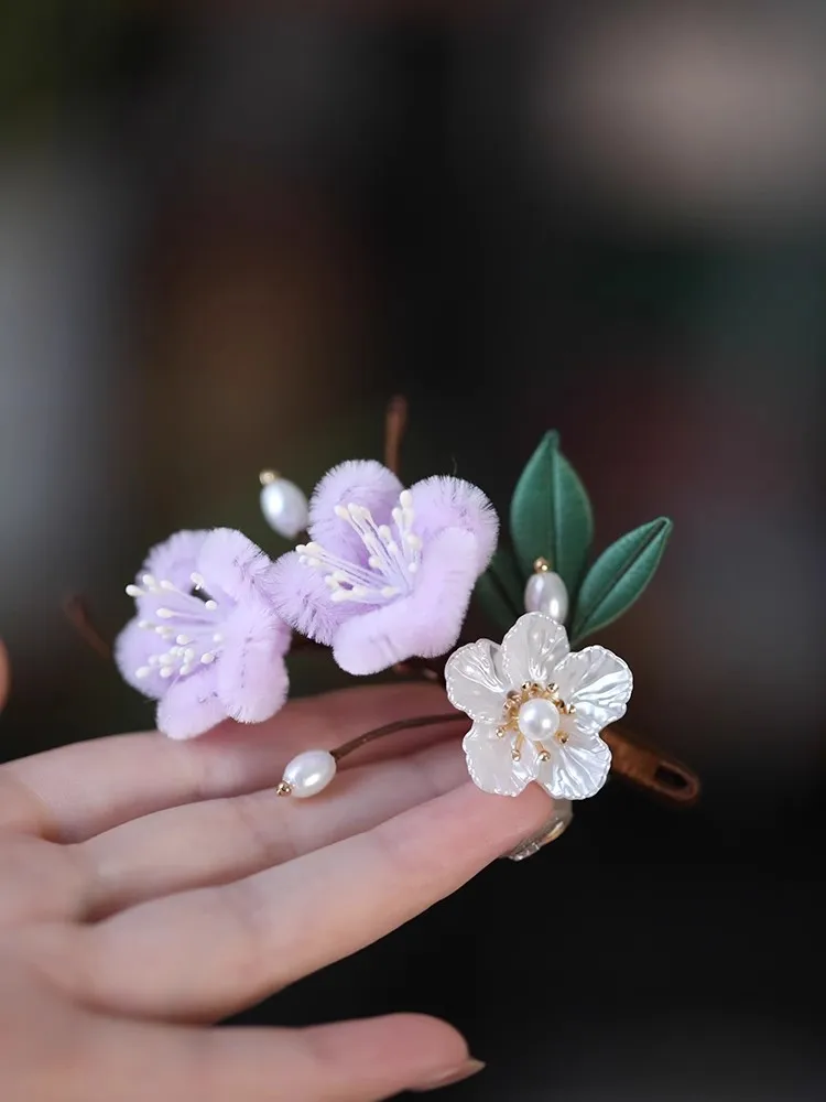 FXLRY 오리지널 수제 패션 가디건 코트 핀 치파오 액세서리, 여성용 보라색 브로치, 가을 및 겨울